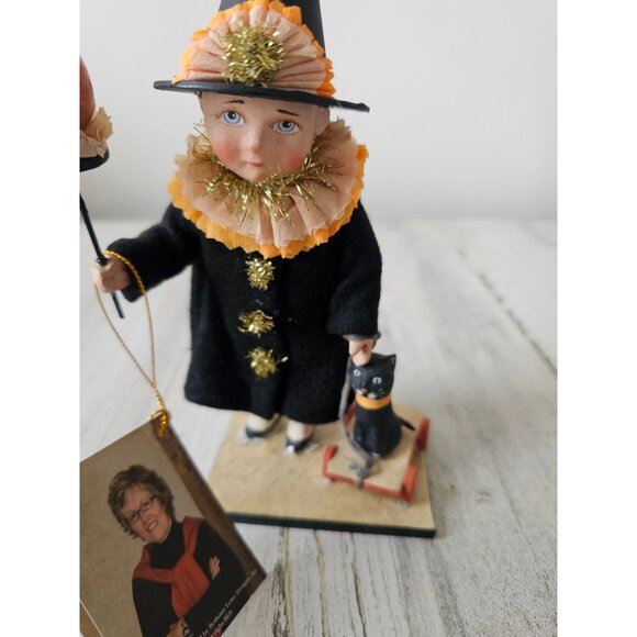 Bethany lowe Vicki smyers boy witch RARE pumpkin cat statue figurine - Picture 9 of 9